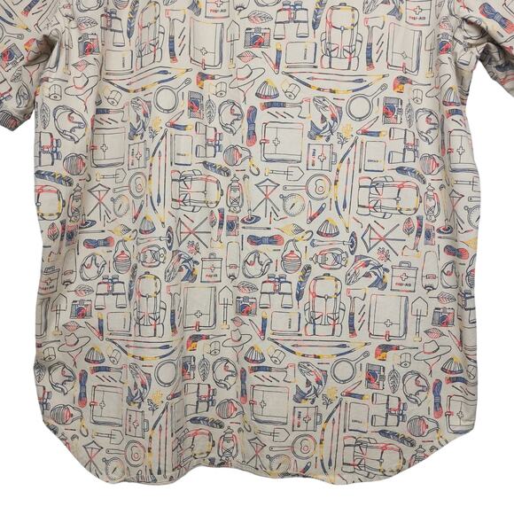 Columbia Men's Rapid Rivers Short Sleeve Button-Up Shirt Sz Large Beige AOP EUC - Picture 11 of 14